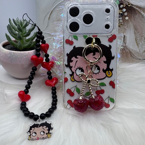 Other - Betty Boop Cherry theme iPhone 17 Pro Case with Phone lanyard